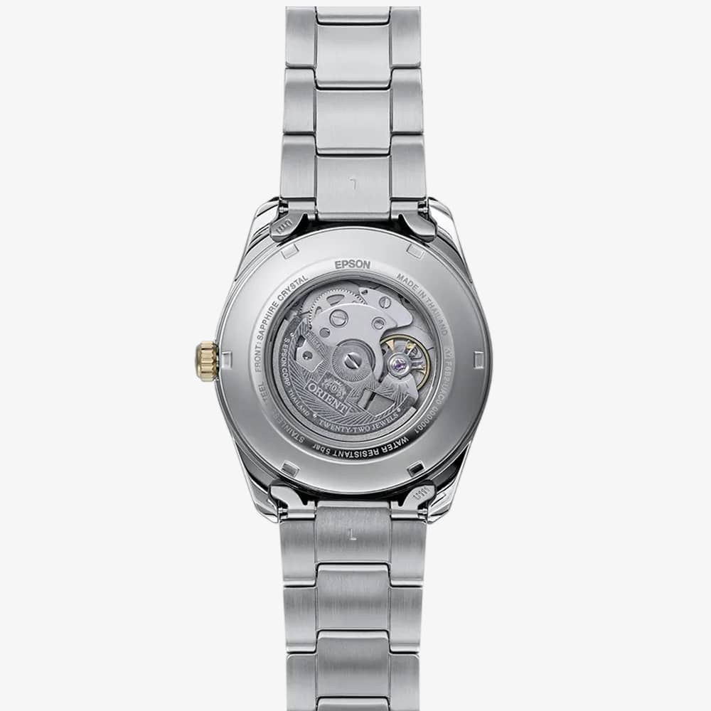 Orient Mens Stretto Sun & Moon White Dial Two Tone Bracelet Watch RA-AK0312S