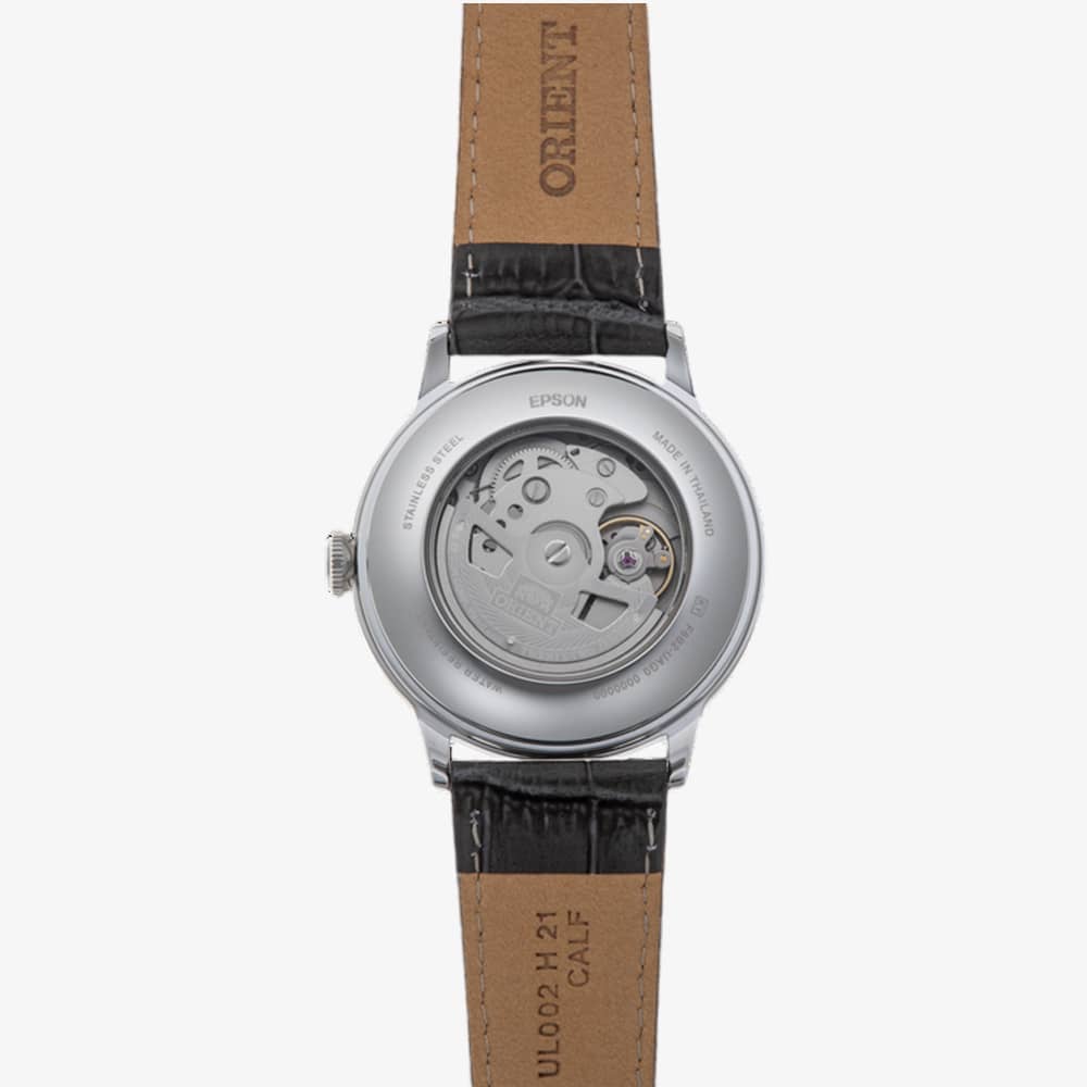 Orient  Mens Classic Bambino Grey Dial Leather Strap Watch RA-AK0704N