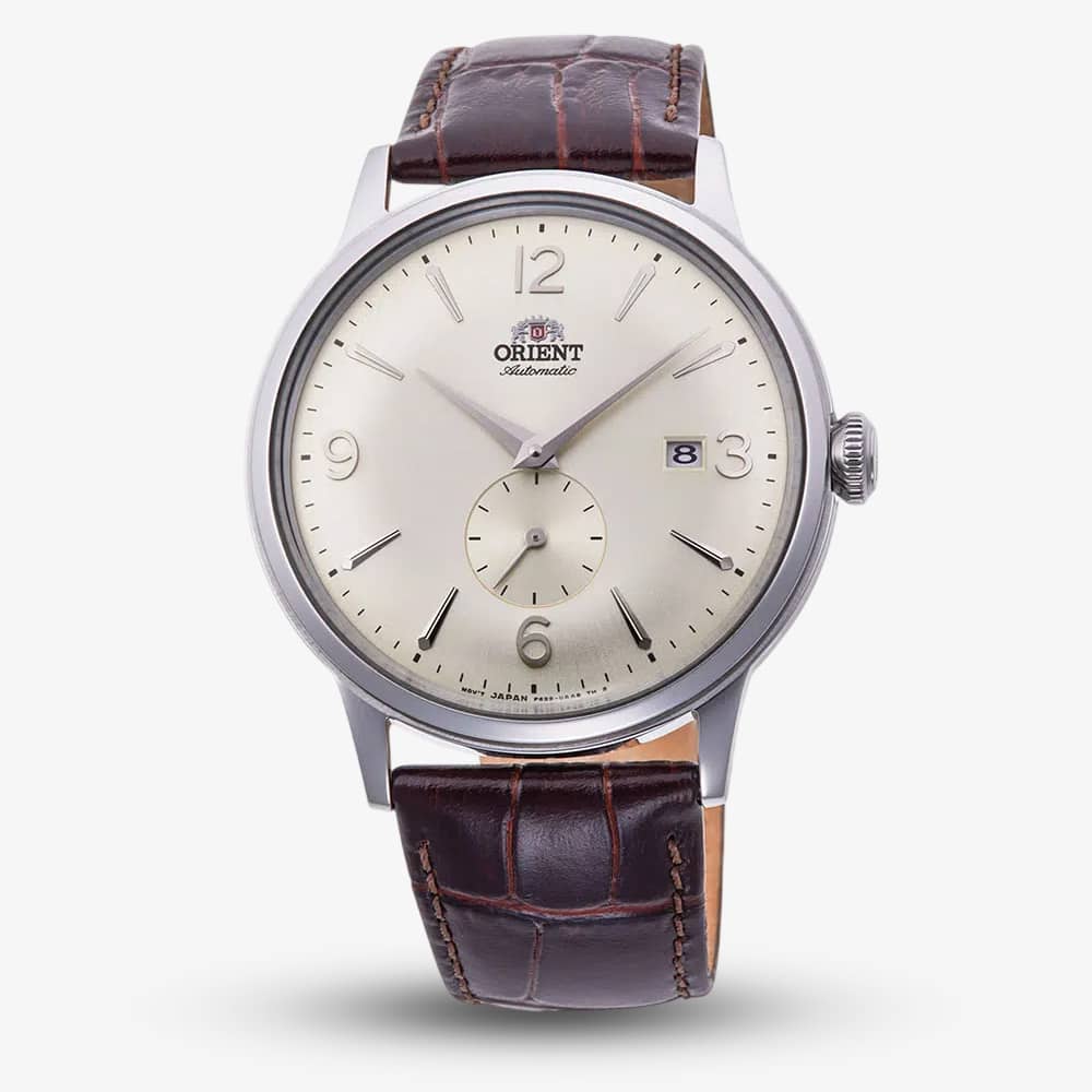 Orient Mens Bambino Small Seconds Champagne Dial Leather Strap Watch RA-AP0003S