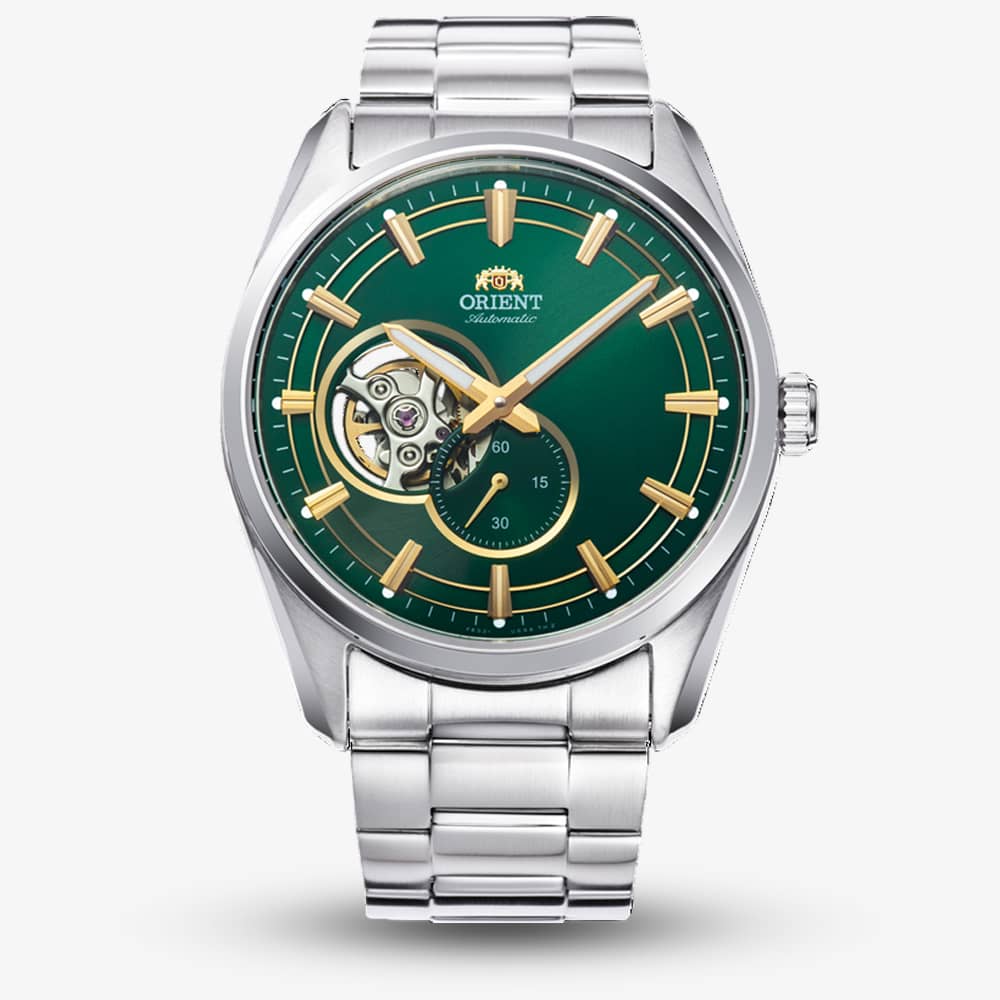 Orient Mens AR00 Semi Skeleton Green Dial Bracelet Watch RA-AR0008E