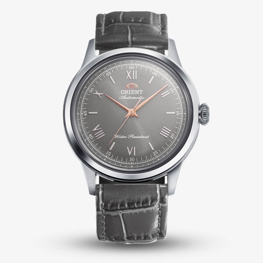 Orient Mens Limited Edition Classic Bambino Grey Dial Leather Strap Watch RA-BB0006N