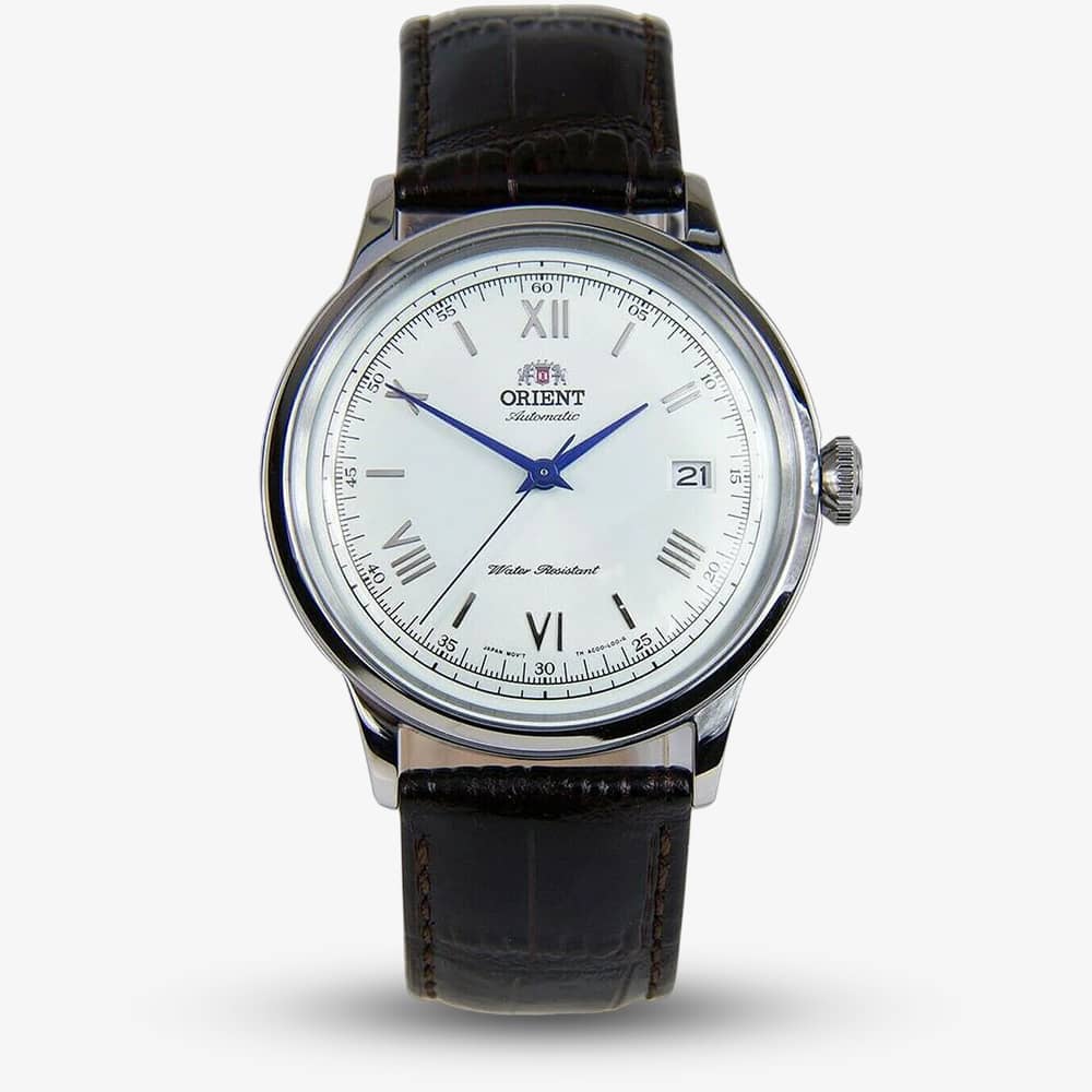 Orient Mens Classic Bambino White Dial Leather Strap Watch TAC00009W0