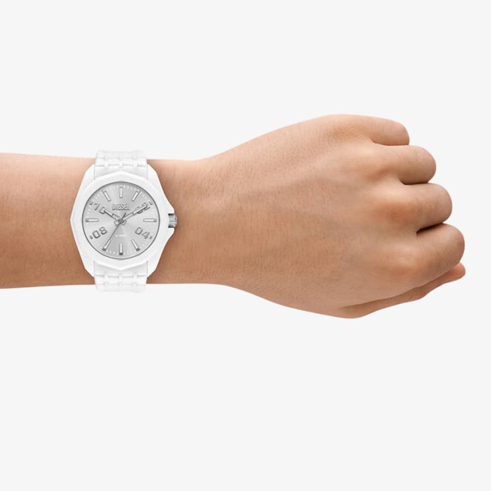 Diesel Mens Stinger White Dial Rubber Strap Watch DZ2244