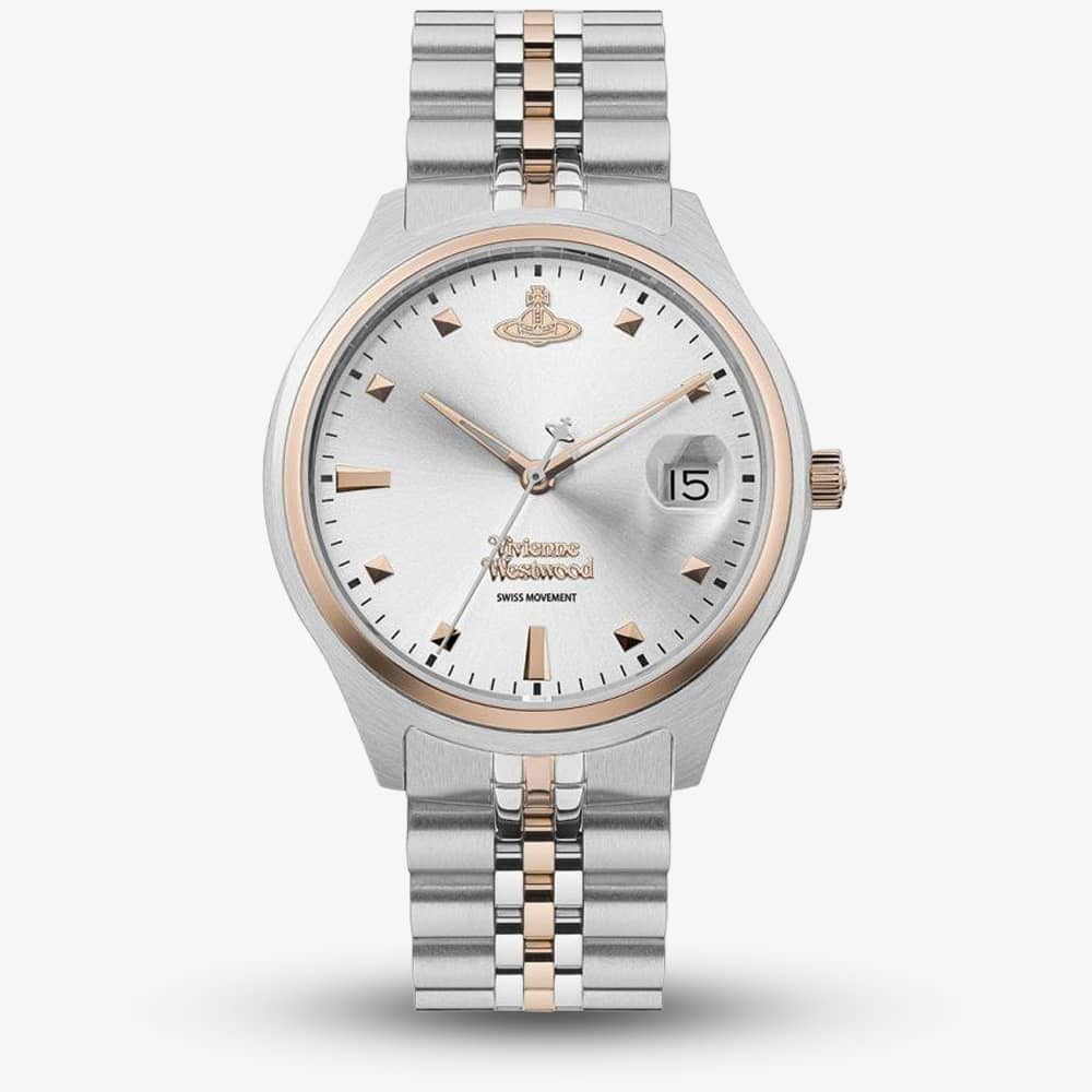 Product photograph of Vivienne Westwood Ladies Camberwell Two Tone Rose Gold Plated Watch Vv261slsr from The Jewel Hut