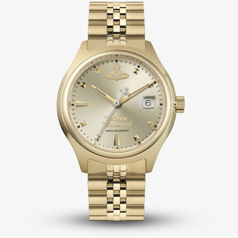 Vivienne Westwood Gold Little Camberwell Round Gold Dial Watch