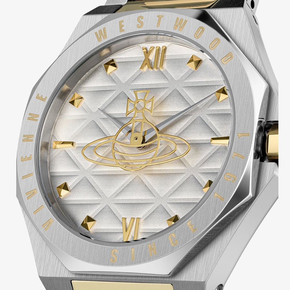 Vivienne Westwood Mens Aldgate Two Tone Silver Dial Watch VV344SWSG