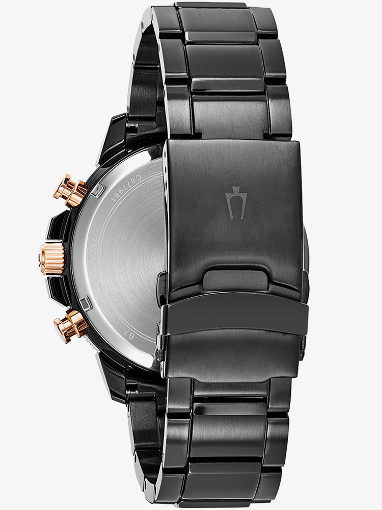 Bulova Mens Marine Star Black Chronograph Watch 98B302