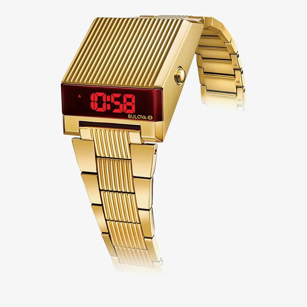 Bulova Mens Computron Gold Tone Digital Watch 97C110