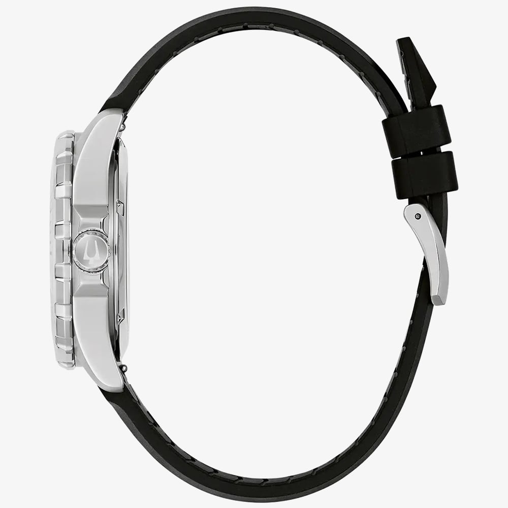 Bulova Mens Marine Star Black Rubber Strap Watch 98B465