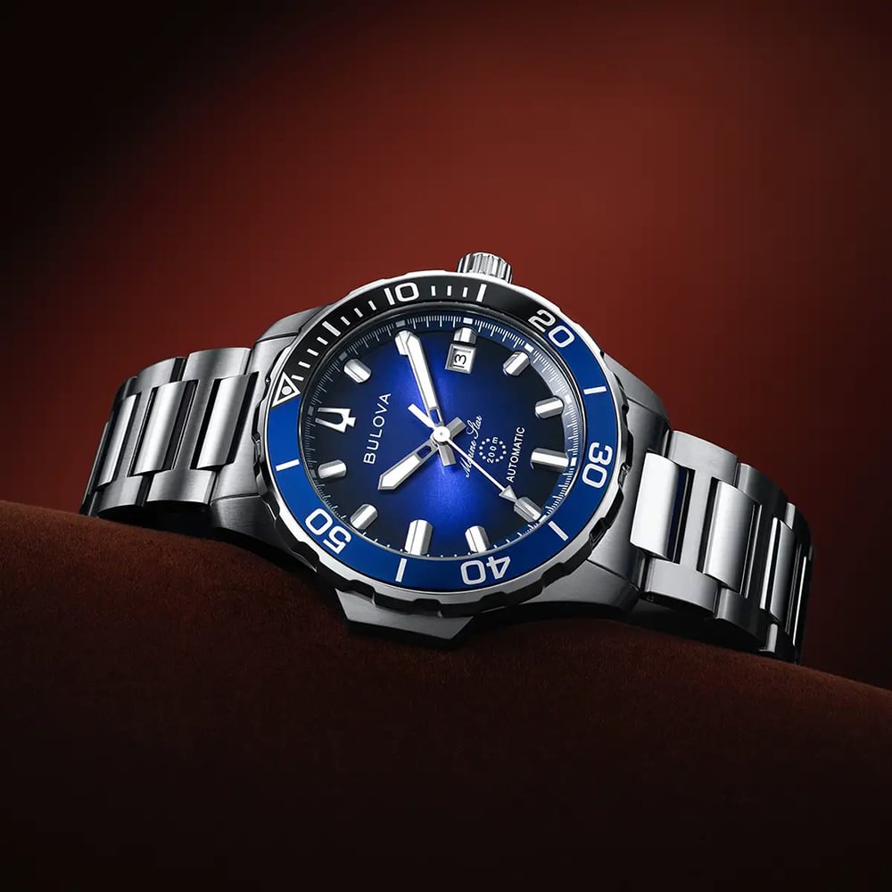 Bulova Mens Marine Star Blue Bracelet Watch 98B466