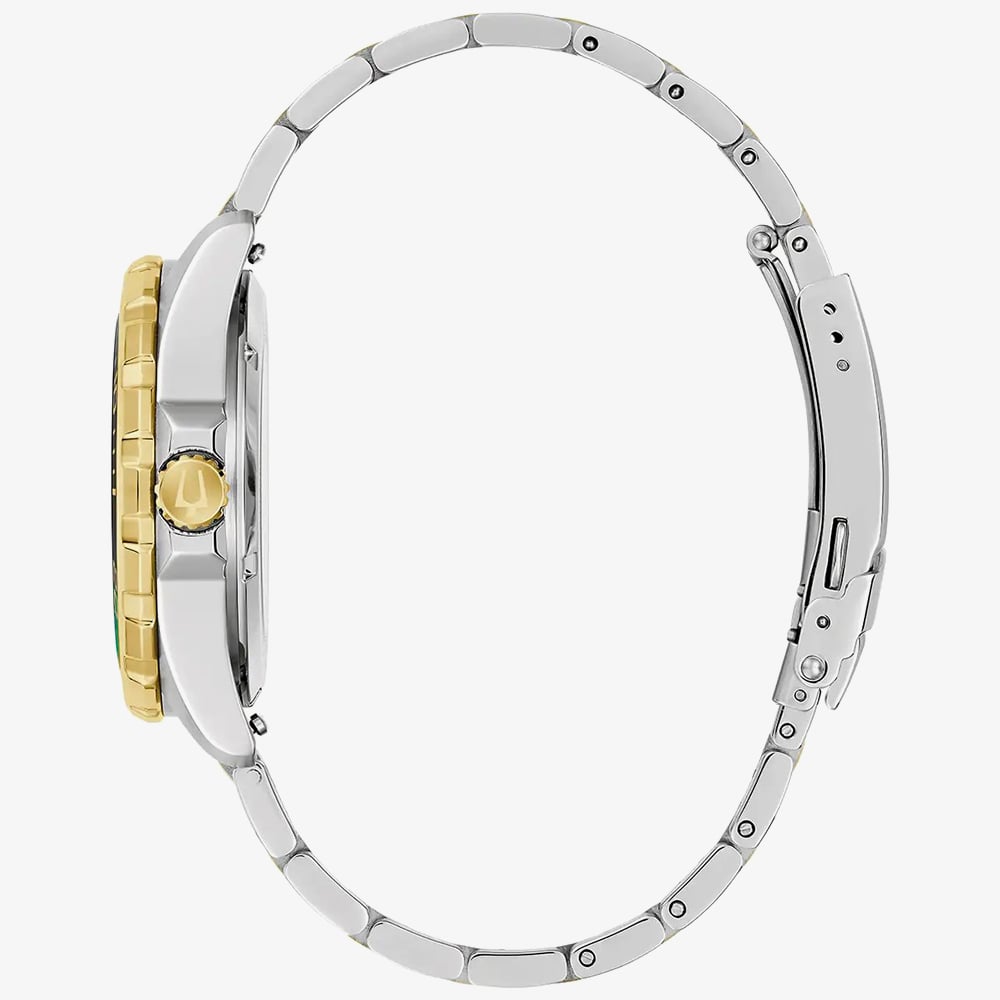 Bulova Mens Marine Star Green Dial Two Colour Bracelet Watch 98B467