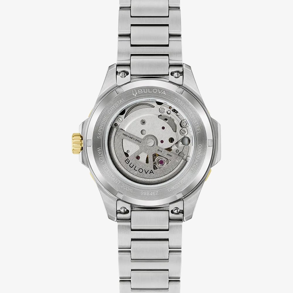 Bulova Mens Marine Star Green Dial Two Colour Bracelet Watch 98B467