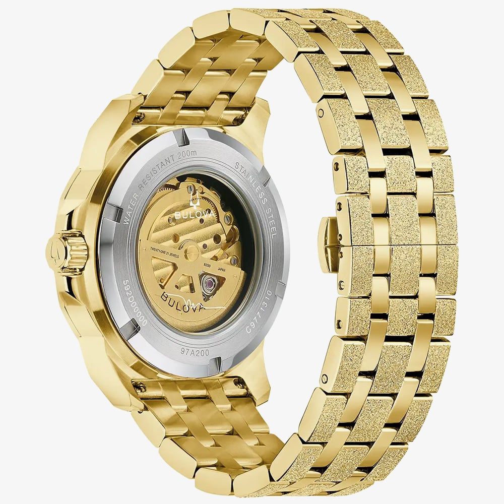 Bulova Mens Marine Star Marc Anthony Gold Tone Bracelet Watch 97A200