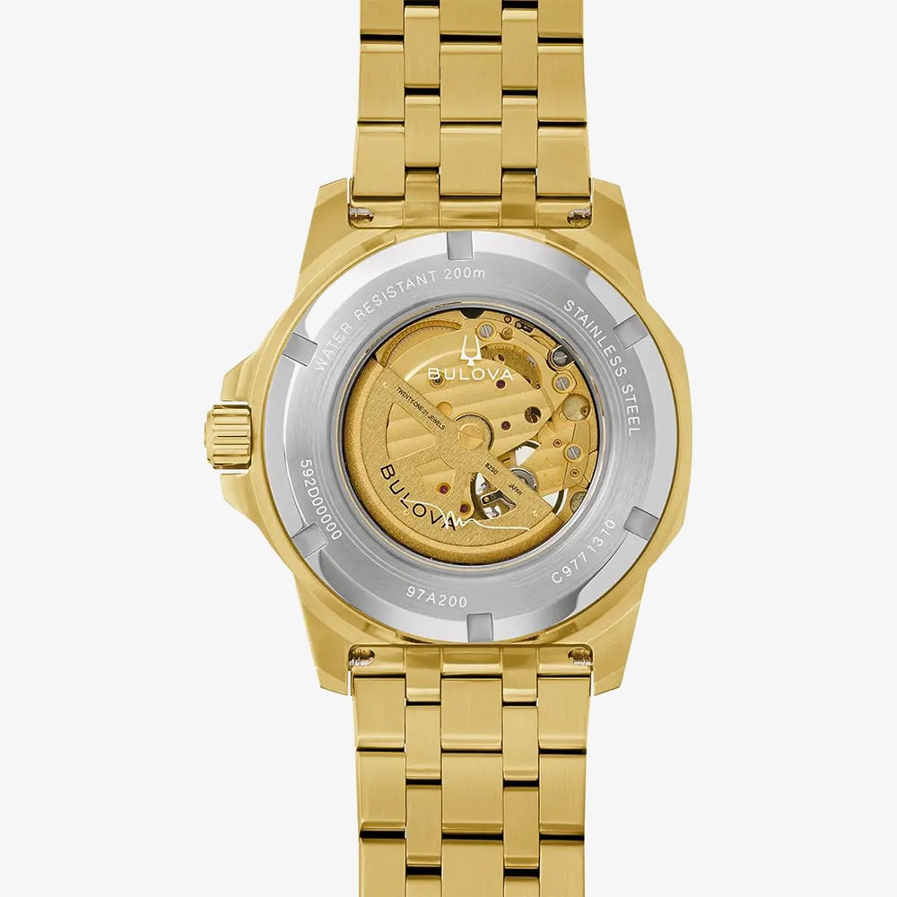 Bulova Mens Marine Star Marc Anthony Gold Tone Bracelet Watch 97A200