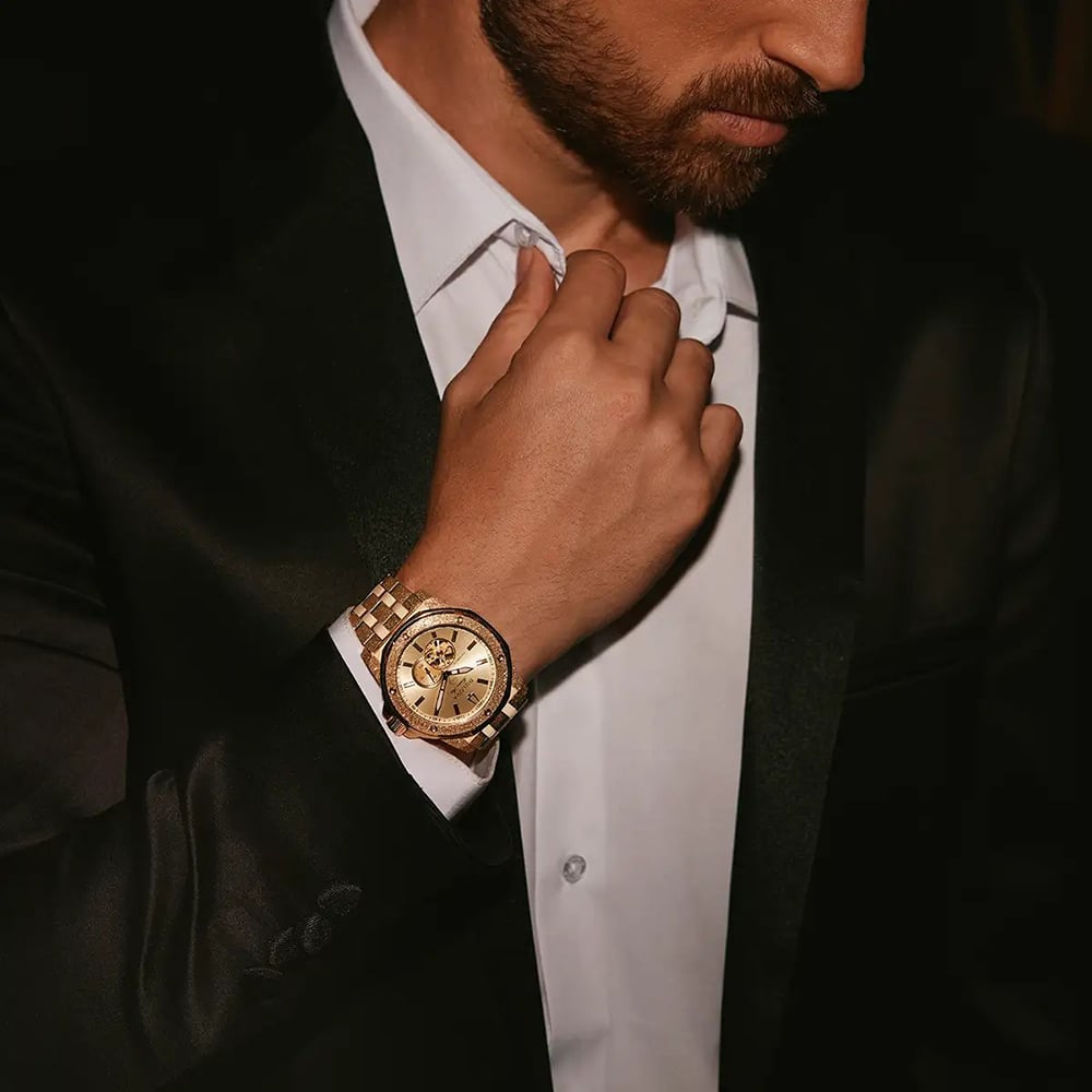 Bulova Mens Marine Star Marc Anthony Gold Tone Bracelet Watch 97A200