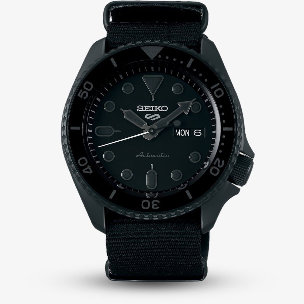 Seiko Mens 5 Sports Blackout Fabric Strap Watch SRPD79K1