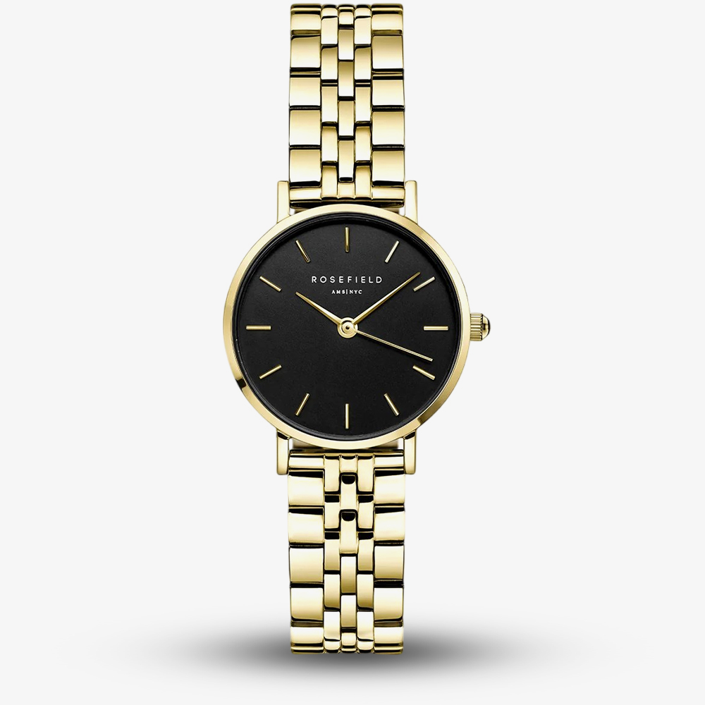 ROSEFIELD Ladies Small Edit Black Dial Golden Bracelet Watch 26BSG-268