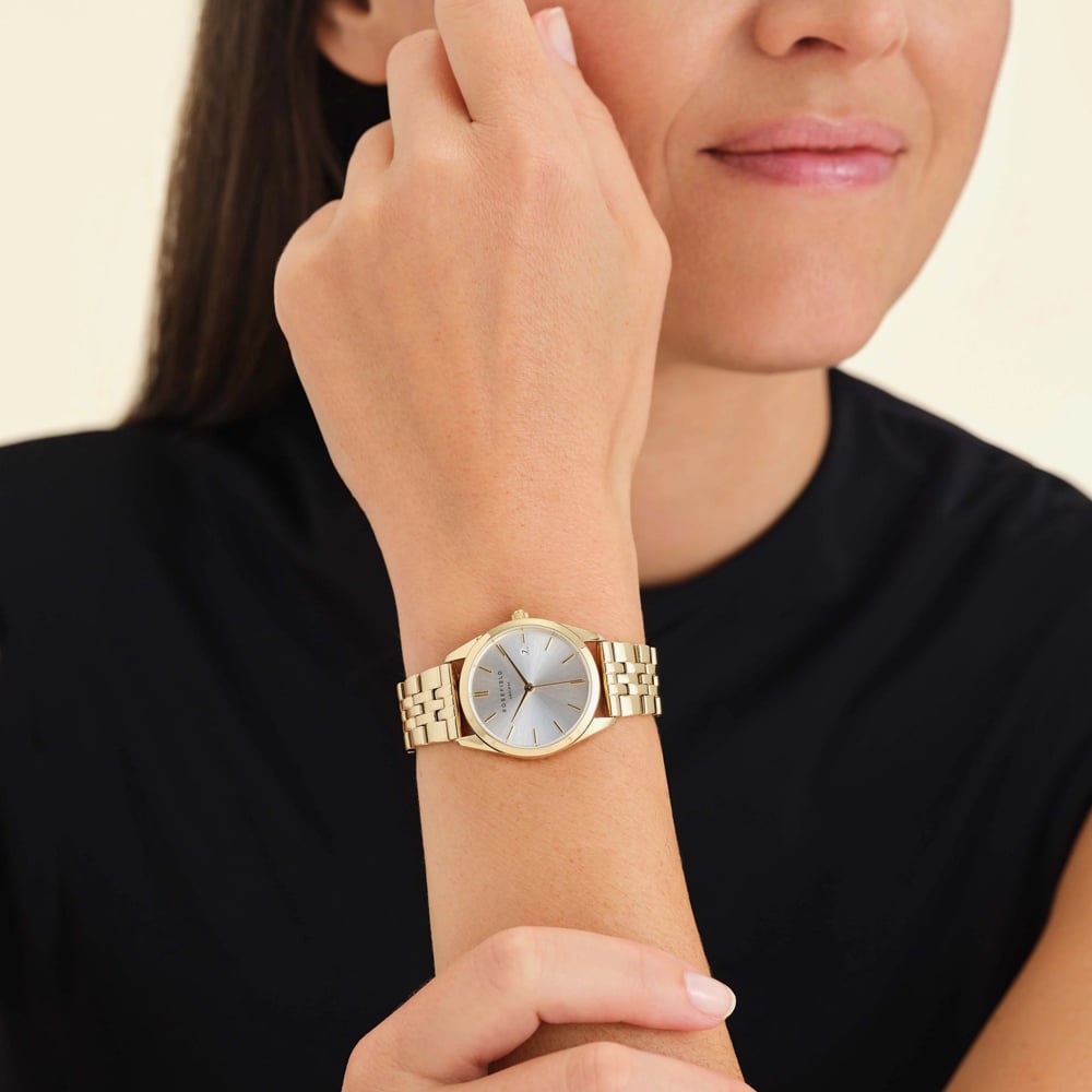 ROSEFIELD Ladies Ace XS White Dial Golden Bracelet Watch ASGSG-A15