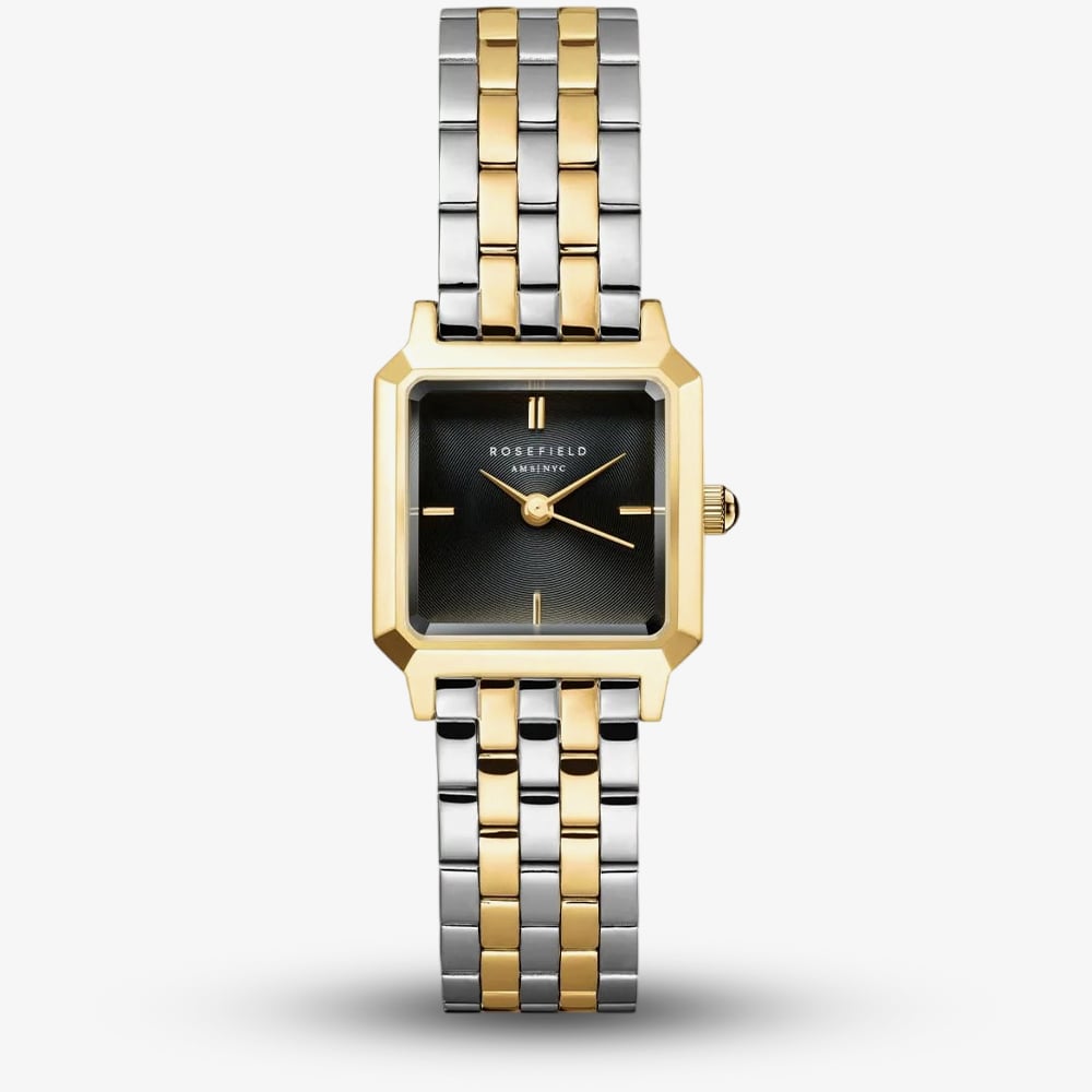 ROSEFIELD Ladies Boxelle Black Dial Two Tone Bracelet Watch BBDSG-B07