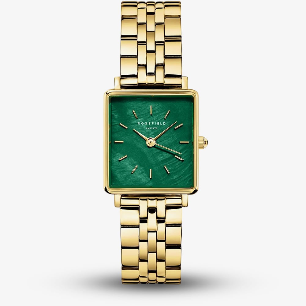 ROSEFIELD Ladies Boxy XS Emerald Mother of Pearl Golden Bracelet Watch BEGSG-Q050