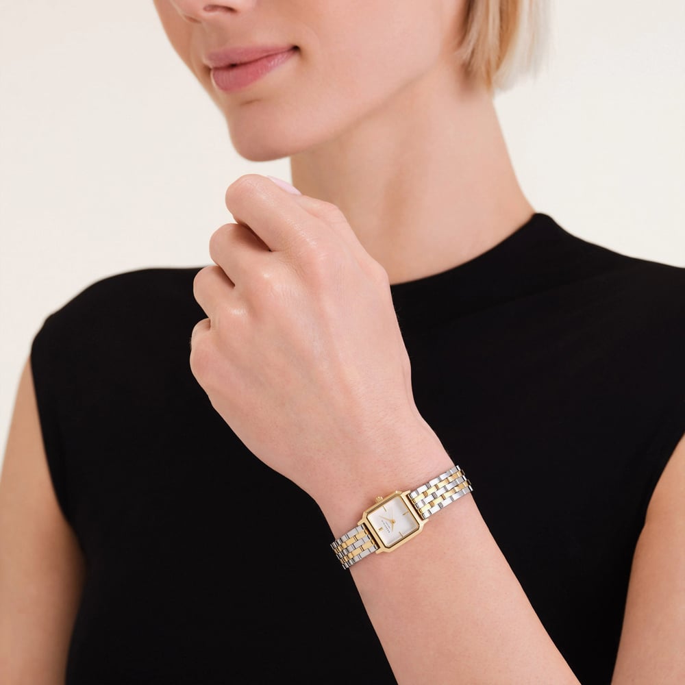 ROSEFIELD Ladies Boxelle White Dial Two Tone Bracelet Watch BWDSG-B03