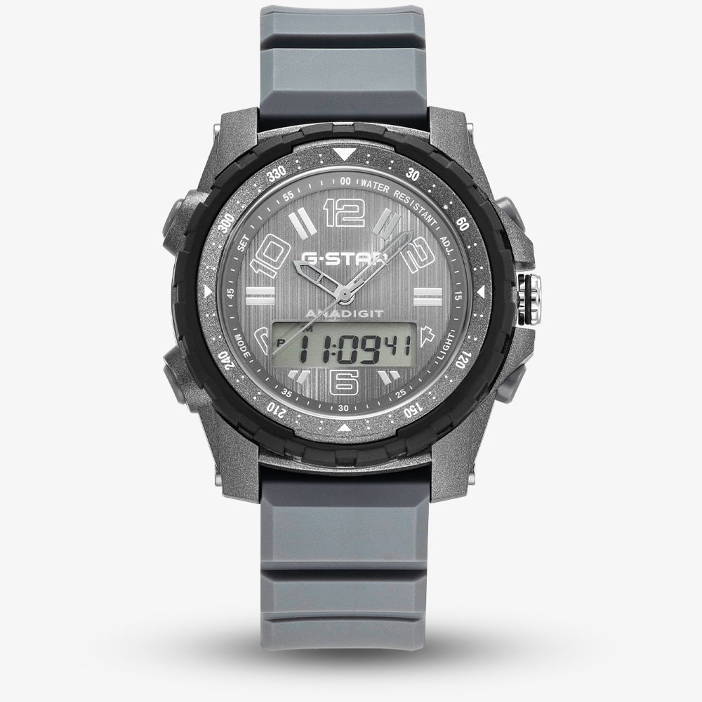 G Star Mens OPS 01 Grey Dual Display Strap Watch GSW.502.01