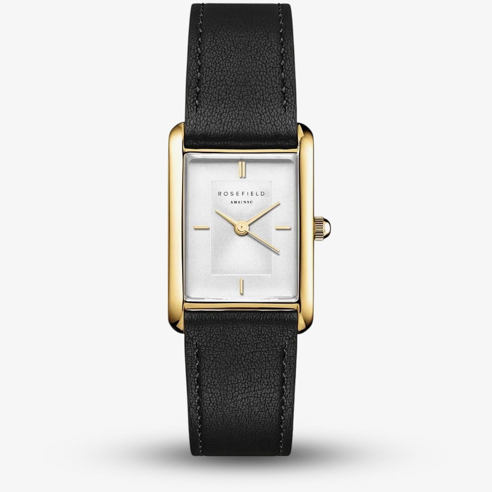 ROSEFIELD Ladies Heirloom White Dial Black Leather Strap Watch HWBLG-H06