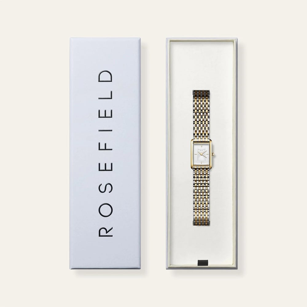 ROSEFIELD Ladies Heirloom White Dial Two Tone Bracelet Watch HWDSG-H03
