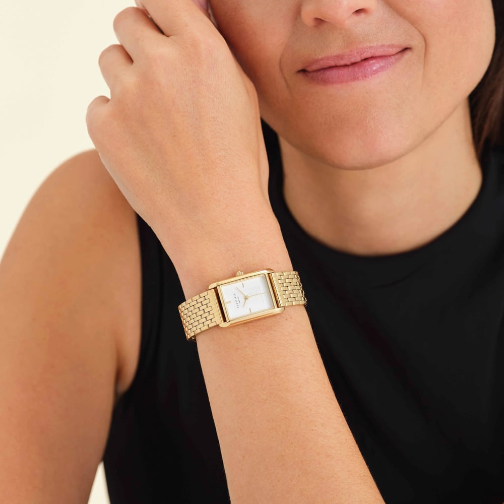 ROSEFIELD Ladies Heirloom White Dial Golden Bracelet Watch HWGSG-H01