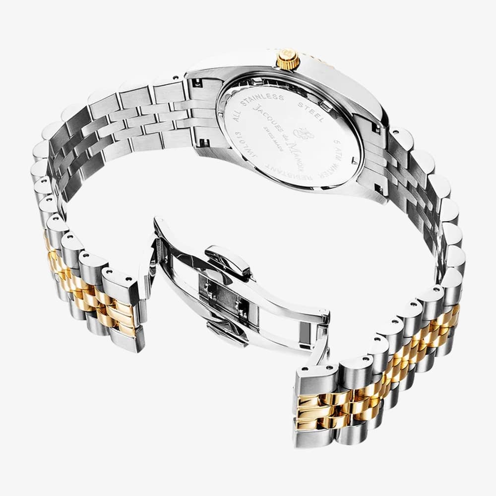 Jacques du Manoir Ladies Inspiration Classic Silver Dial Two-Tone Stainless Steel Bracelet Watch JWG02201