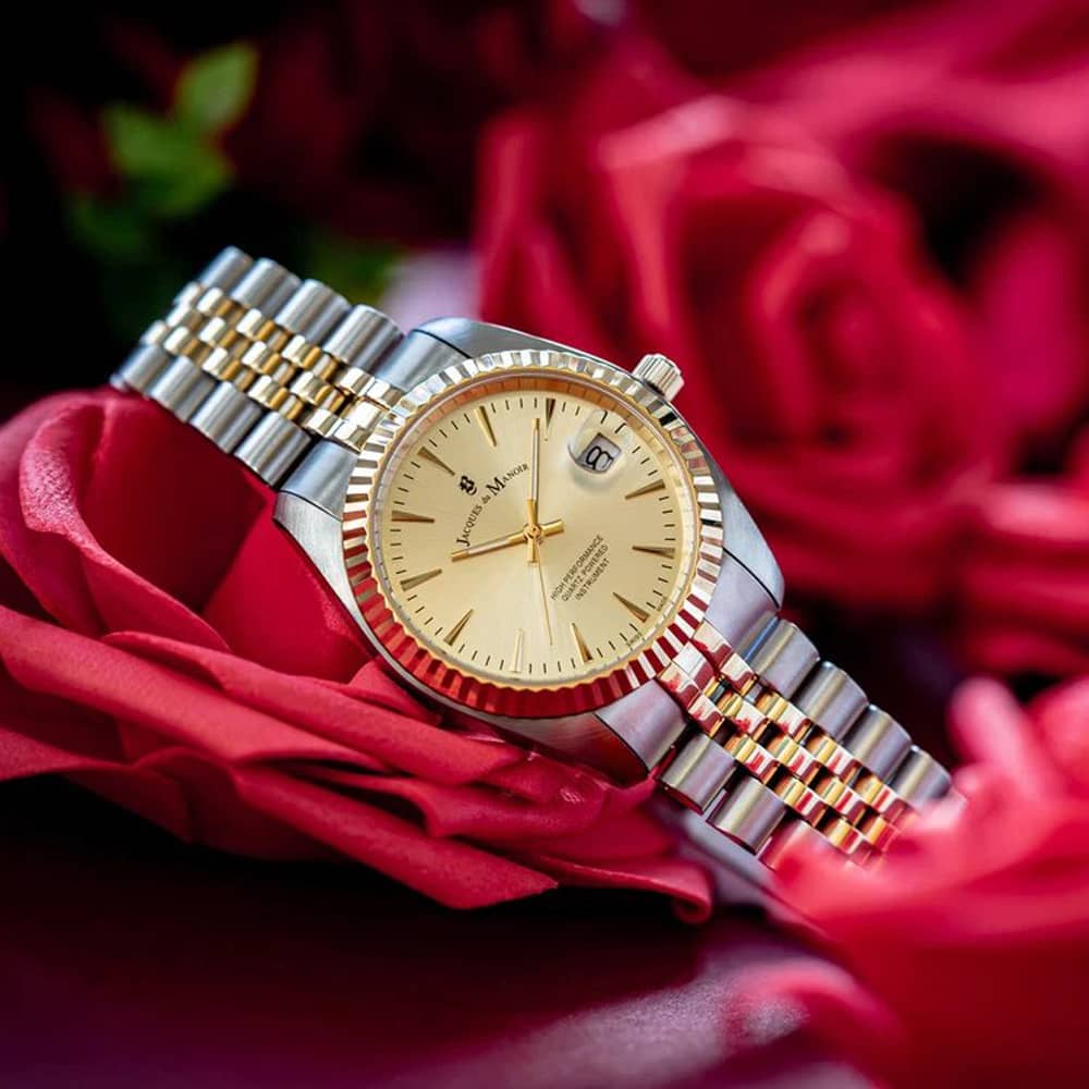 Jacques du Manoir Ladies Inspiration Classic Gold Dial Two-Tone Stainless Steel Bracelet Watch JWG02202