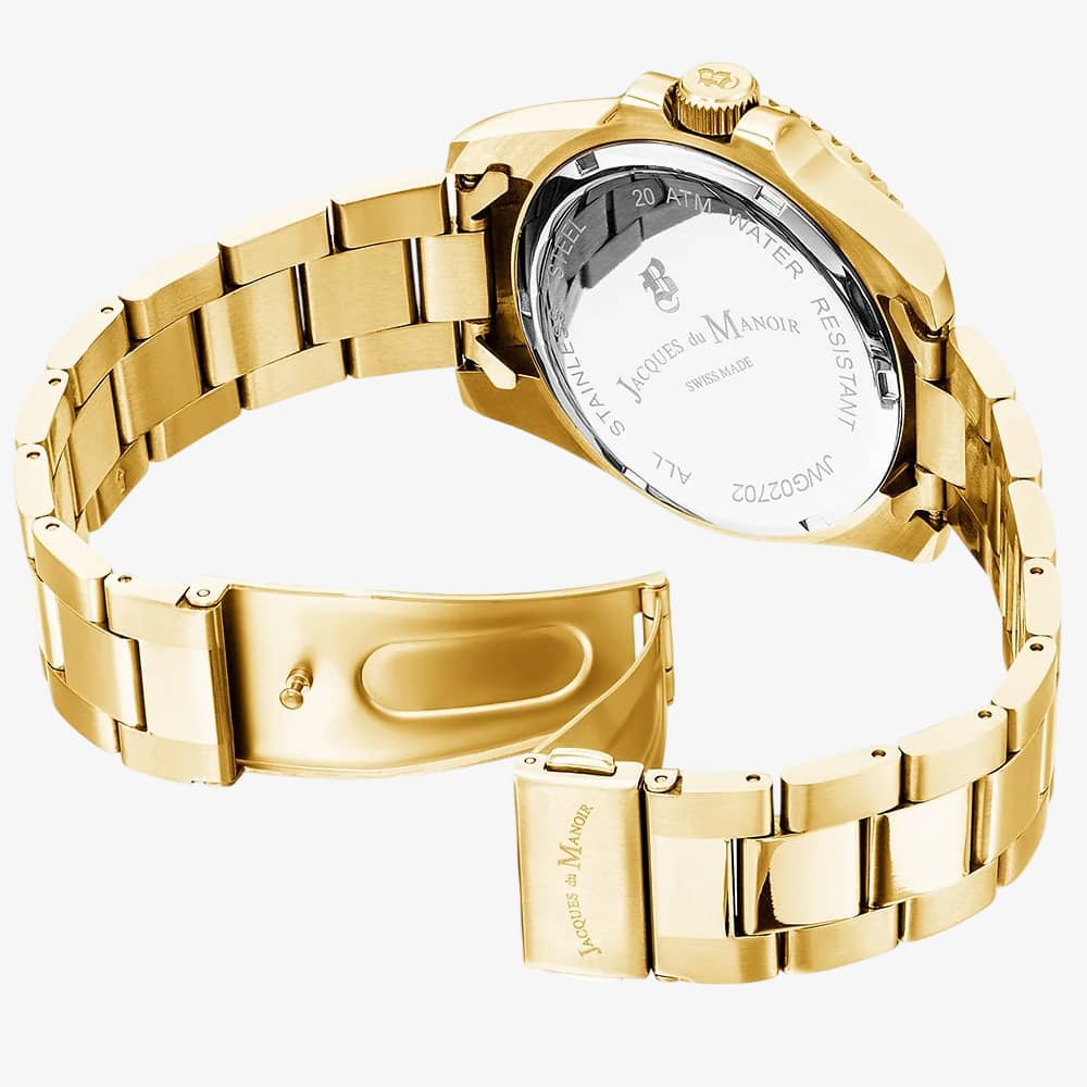 Jacques du Manoir Mens Inspiration Business Gold Dial Stainless Steel Bracelet Watch JWG03002