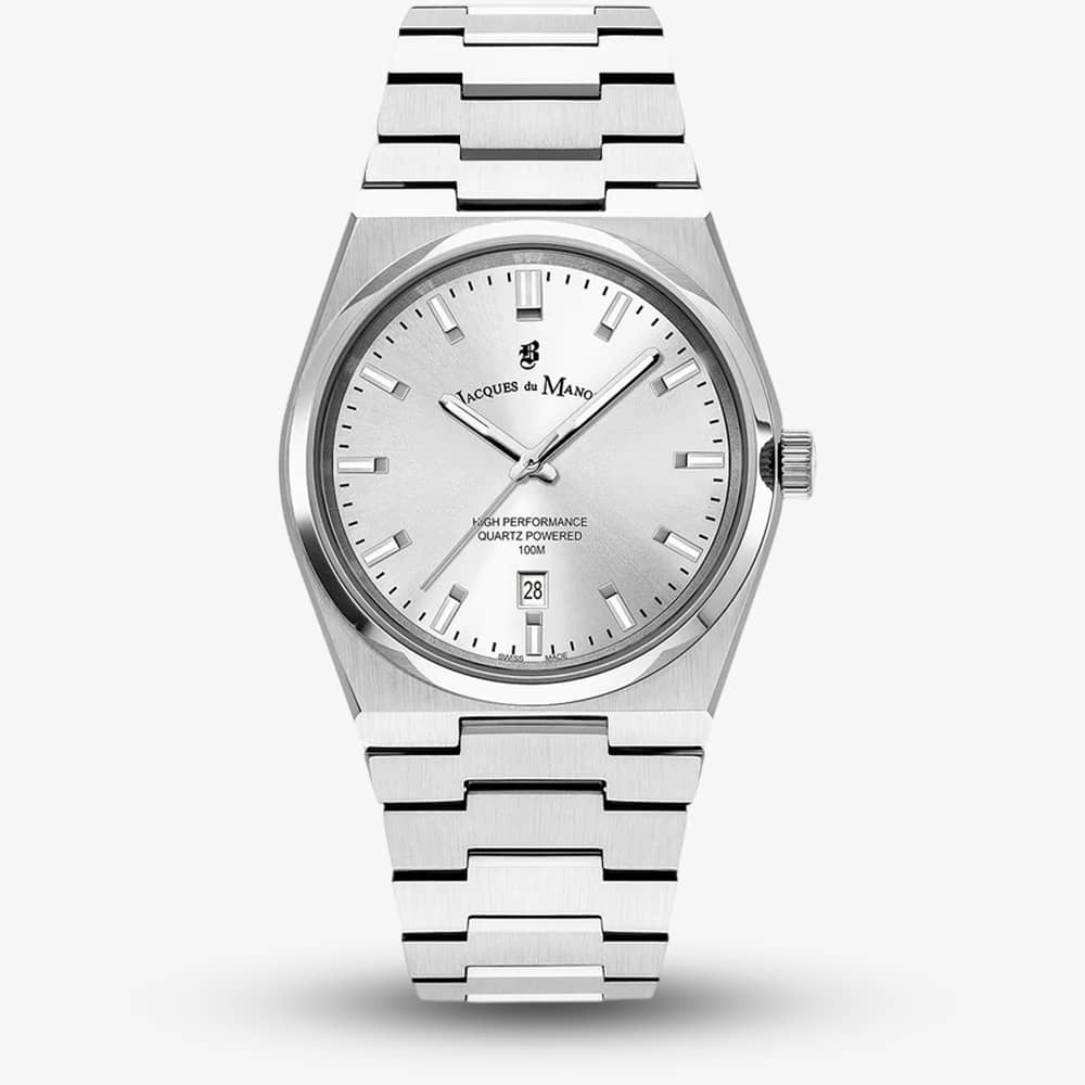 Jacques du Manoir Mens Horizon Silver Dial Stainless Steel Bracelet Watch JWG03501