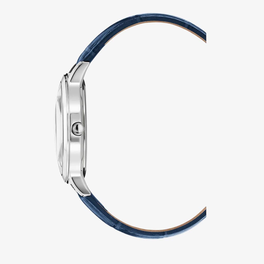 Jacques du Manoir Mens Genesis White Dial Blue Leather Strap Watch JWG04802