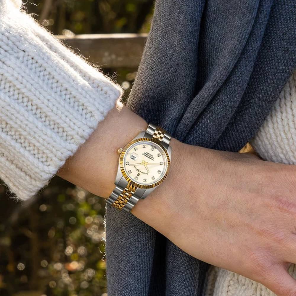 Jacques du Manoir Ladies Inspiration Elegance Gold Dial Two Tone Stainless Steel Bracelet Watch JWL01201
