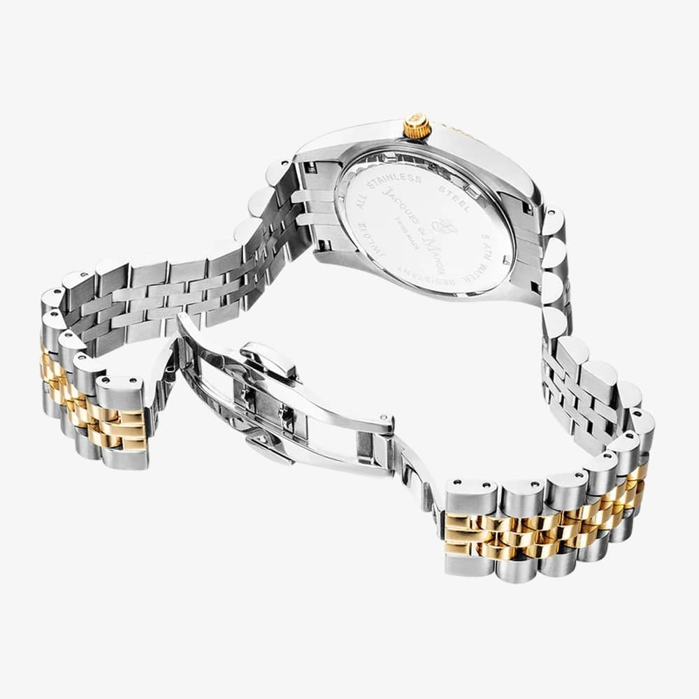 Jacques du Manoir Ladies Inspiration Elegance Black Dial Two Tone Stainless Steel Bracelet Watch JWL01207