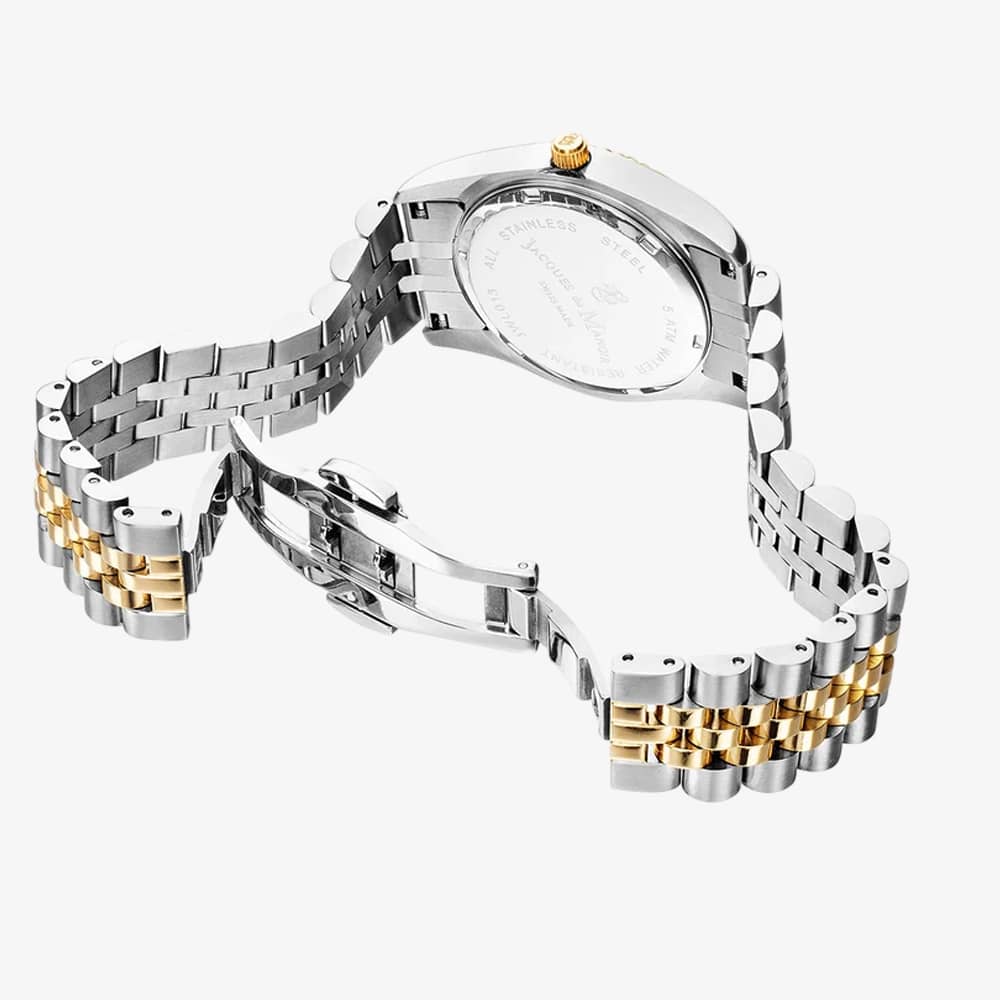 Jacques du Manoir Ladies Inspiration Roman White Mother Of Pearl Dial Two Tone Stainless Steel Bracelet Watch JWL01303
