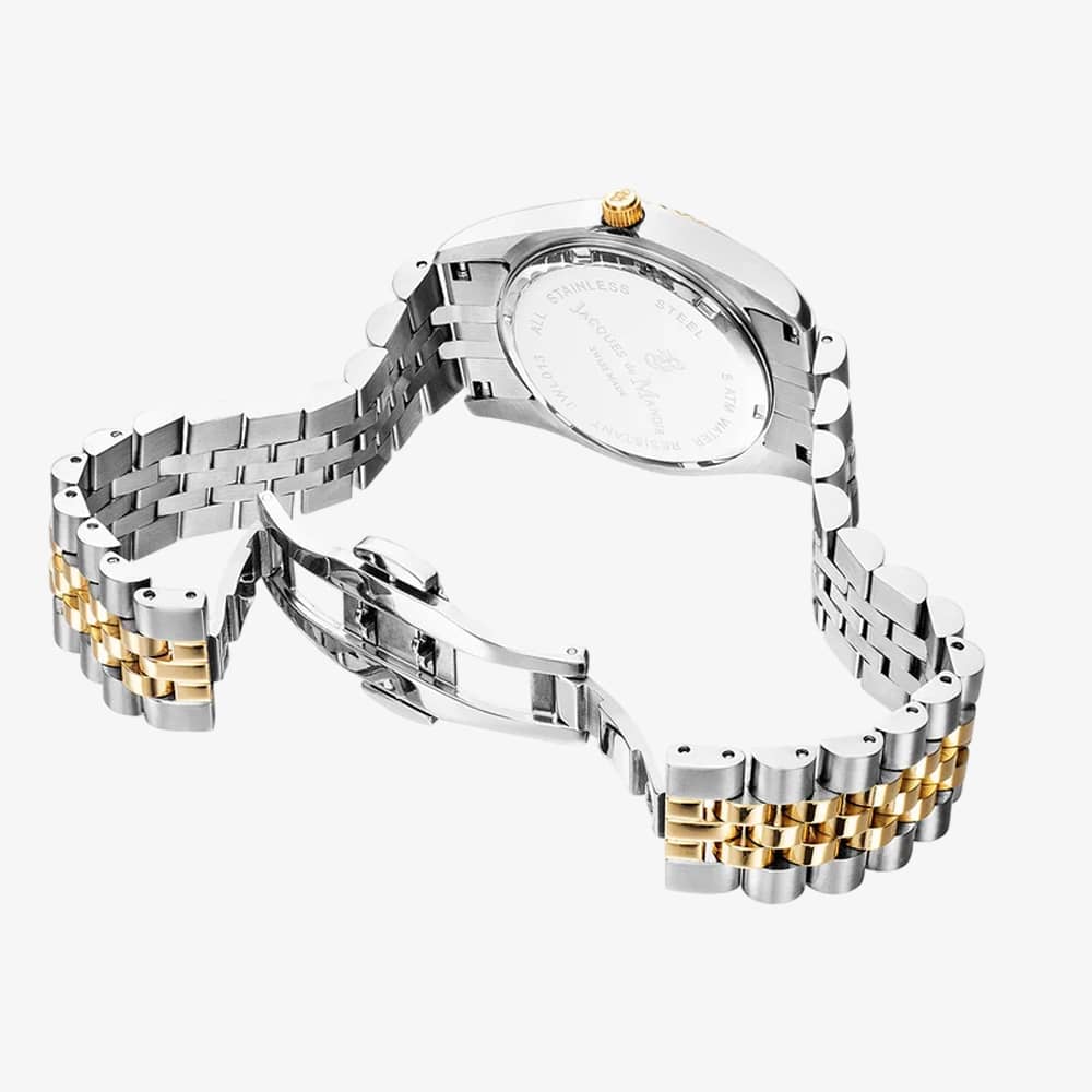Jacques du Manoir Ladies Inspiration Roman II White Dial Two Tone Stainless Steel Bracelet Watch JWL01305