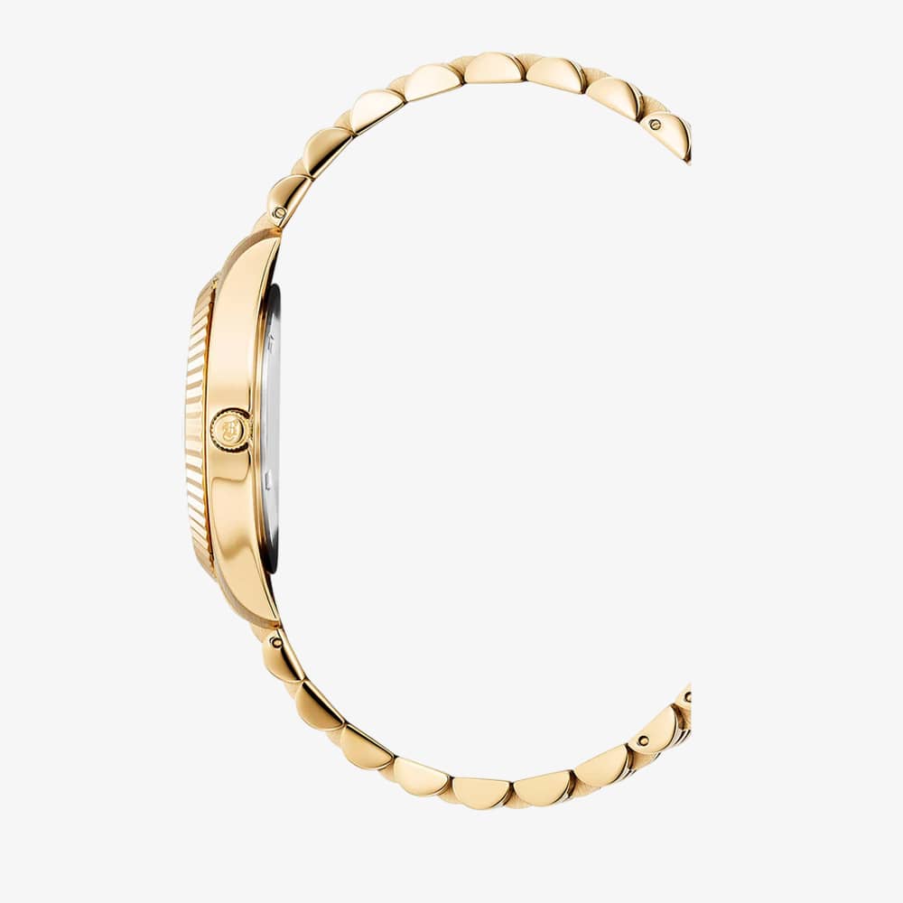 Jacques du Manoir Ladies Inspiration Roman II White Dial Gold Tone Stainless Steel Bracelet Watch JWL01306