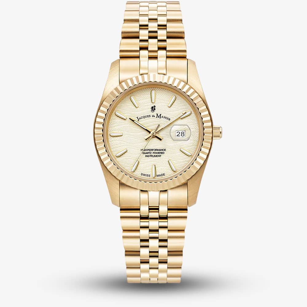 Jacques du Manoir Ladies Inspiration Passion Gold Dial Stainless Steel Bracelet Watch JWL01804