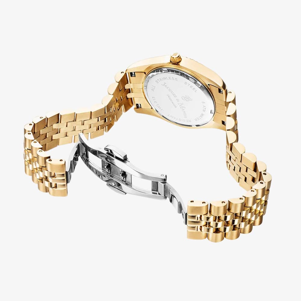 Jacques du Manoir Ladies Inspiration Passion Gold Dial Stainless Steel Bracelet Watch JWL01804