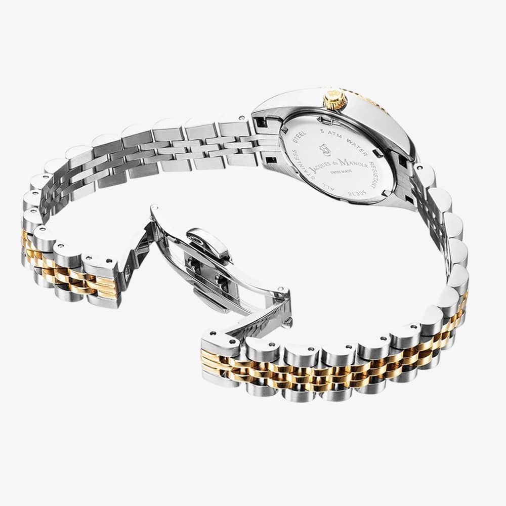 Jacques du Manoir Ladies Inspiration Classic Silver Dial Two Tone Stainless Steel Bracelet Watch JWL02101