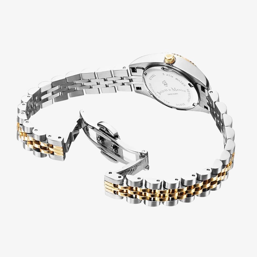 Jacques du Manoir Ladies Inspiration Classic Gold Dial Two Tone Stainless Steel Bracelet Watch JWL02102