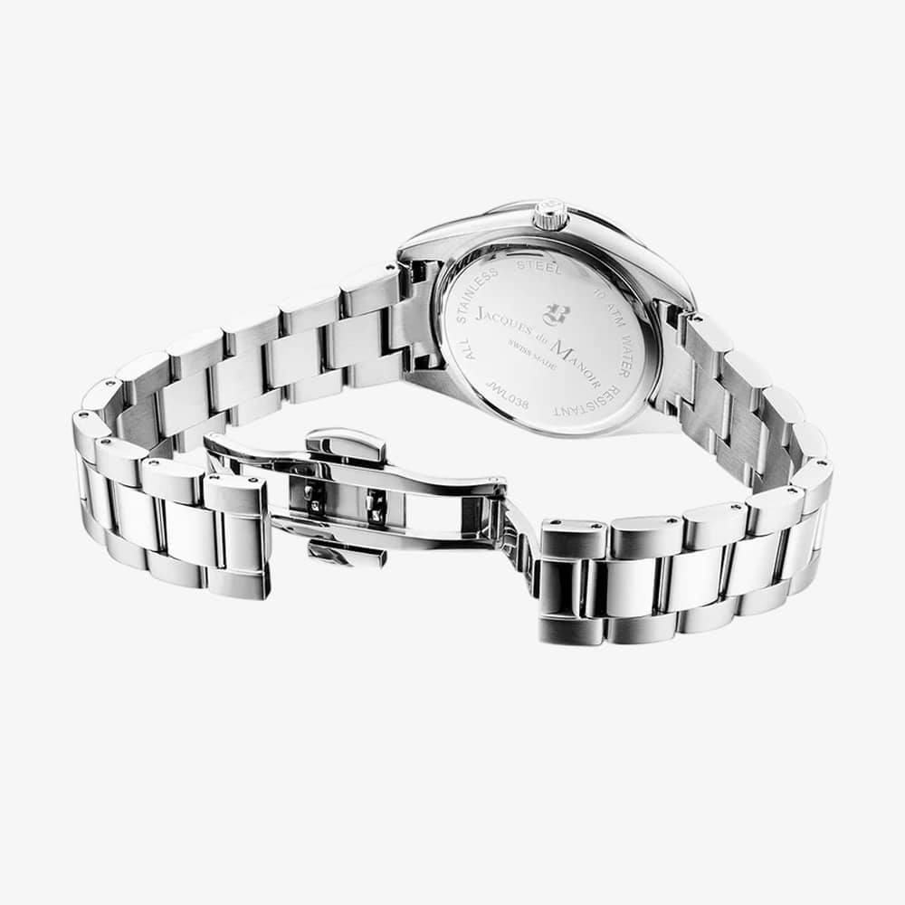 Jacques du Manoir Ladies Allure Black Dial Stainless Steel Bracelet Watch JWL03803