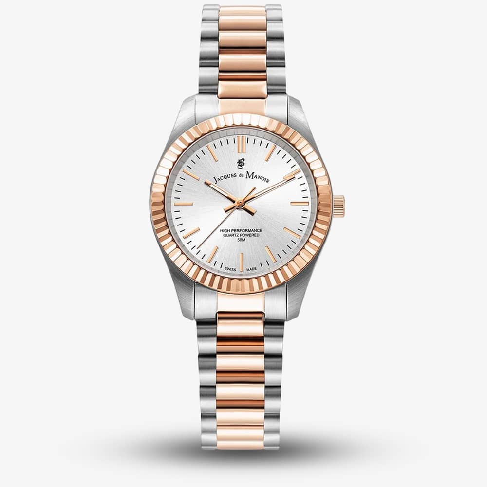 Jacques du Manoir Ladies Inspiration Prime Silver Dial Two Tone Stainless Steel Bracelet Watch JWL03904