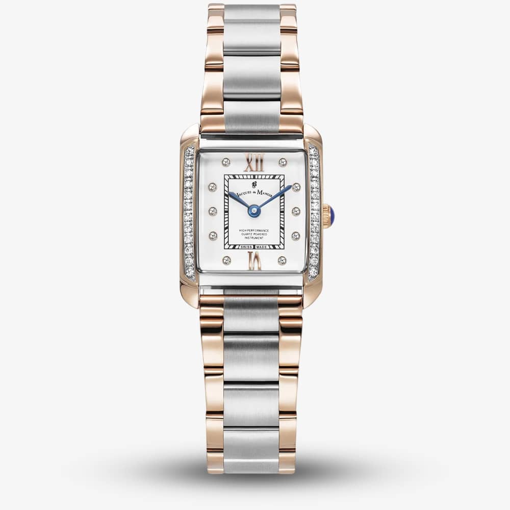 Jacques du Manoir Ladies Emily White Dial Rose Gold Two Tone Bracelet Watch JWL05504