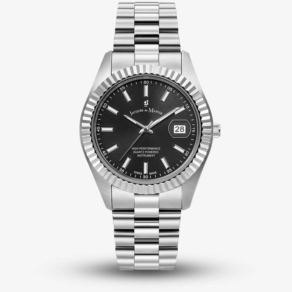 Jacques du Manoir Mens Inspiration Black Dial Bracelet Watch JWN01702