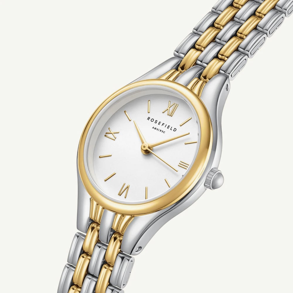 ROSEFIELD Ladies Muse White Dial Two Tone Bracelet Watch MUWDSD-MU03