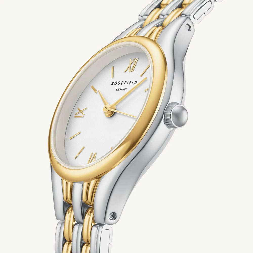 ROSEFIELD Ladies Muse White Dial Two Tone Bracelet Watch MUWDSD-MU03
