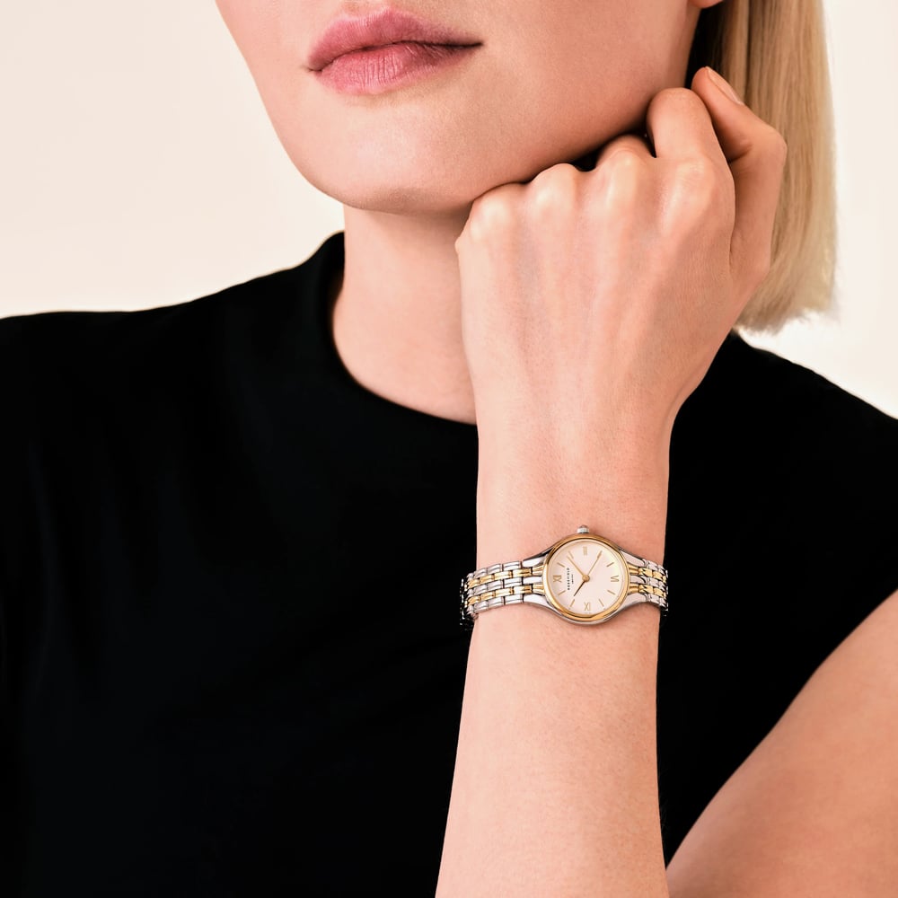 ROSEFIELD Ladies Muse White Dial Two Tone Bracelet Watch MUWDSD-MU03
